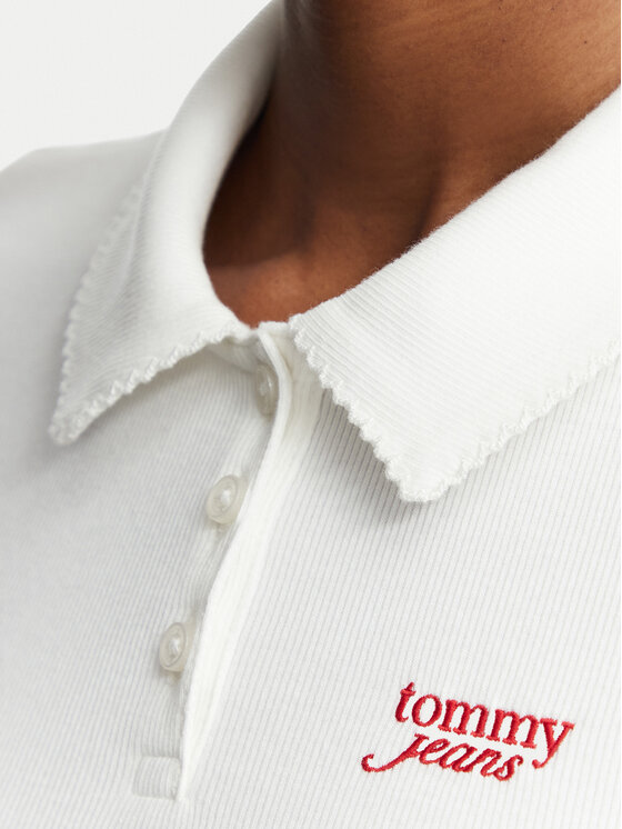 Tommy Jeans Tommy Jeans Тениска с яка и копчета DW0DW23140 Бял Regular Fit