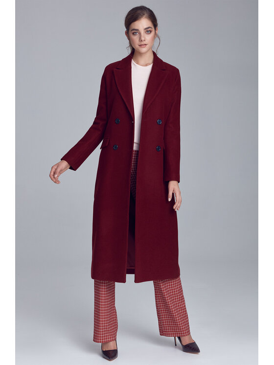 NIFE NIFE Płaszcz Płaszcz Bordowy Classic Fit