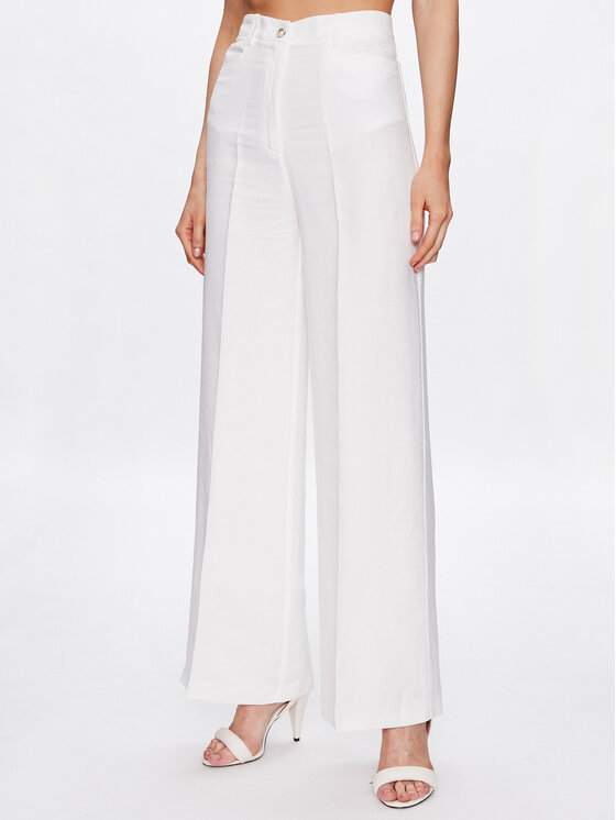 Pinko Pantaloni din material 100641 A0IN Alb Relaxed Fit 100641 imagine noua