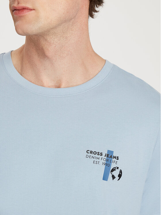 Cross Jeans Cross Jeans T-Shirt 16058-071 Niebieski Regular Fit