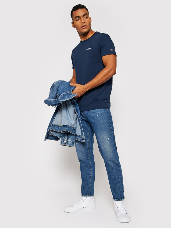 Pepe Jeans Pepe Jeans Футболка Original Basic 3 N PM508212 Cиній Slim Fit