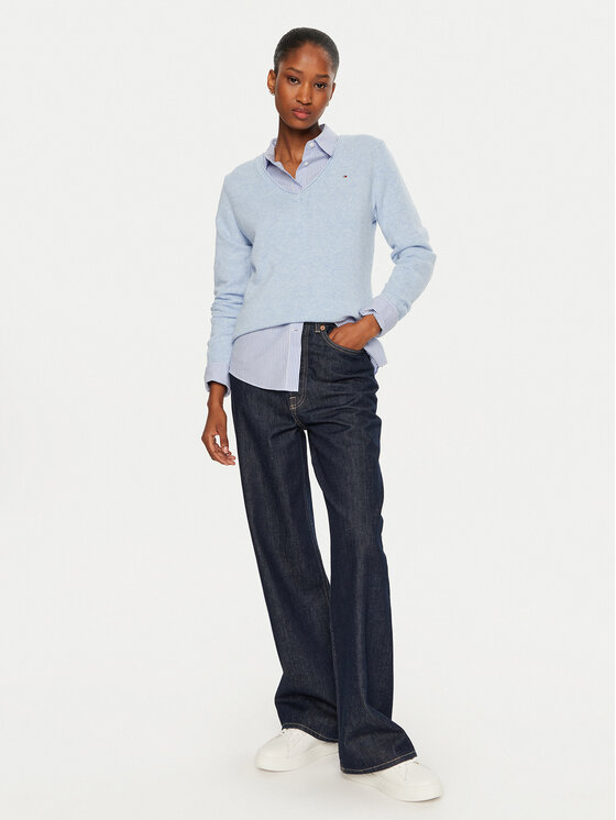 Tommy Hilfiger Tommy Hilfiger Пуловер WW0WW43505 Син Regular Fit