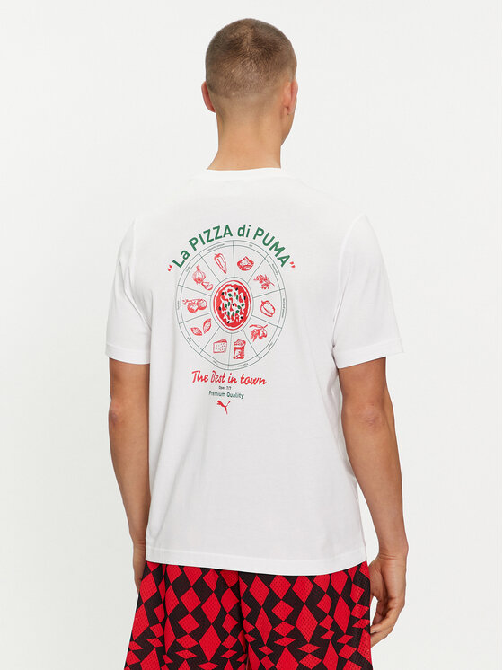 Puma Puma T-Shirt Graphics Pizza 625415 Biały Regular Fit