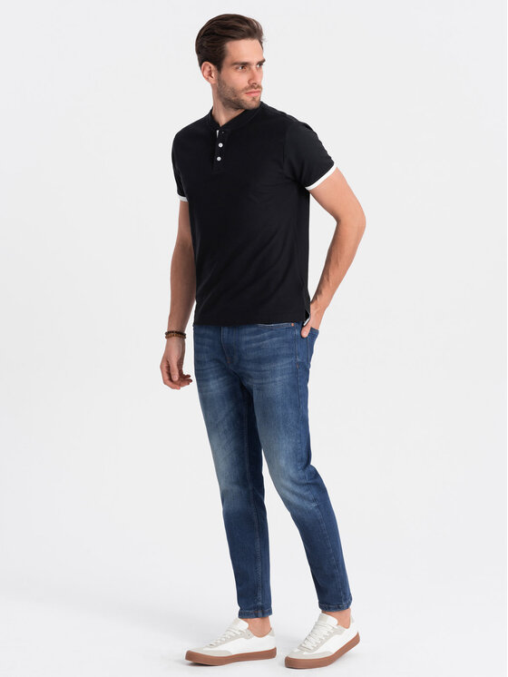 Ombre Ombre T-Shirt OM-TSCT-0156 Czarny Regular Fit