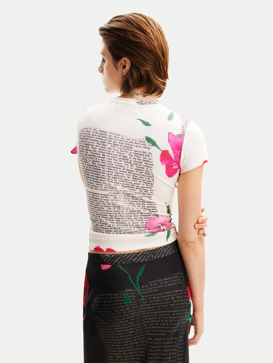 Desigual Desigual T-Shirt Mirna 24SWTK10 Λευκό Slim Fit