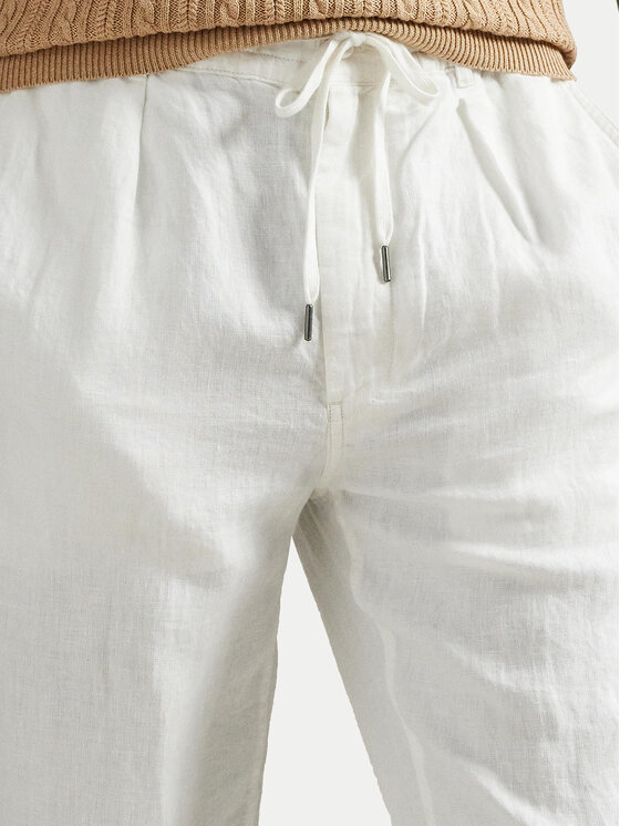 Polo Ralph Lauren Polo Ralph Lauren Kalhoty z materiálu 710940611008 Bílá Tapered Fit