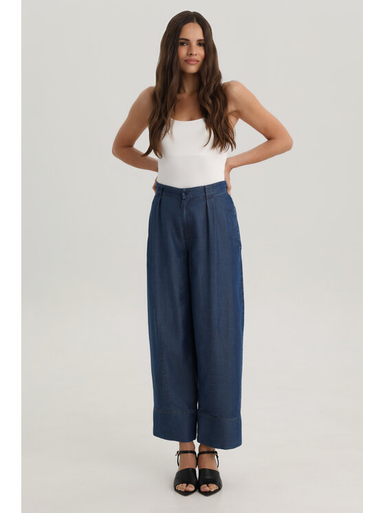 Deni Cler Milano Deni Cler Milano Spodnie materiałowe W-DC-5241-F2-I1-58-1 Granatowy Loose Leg