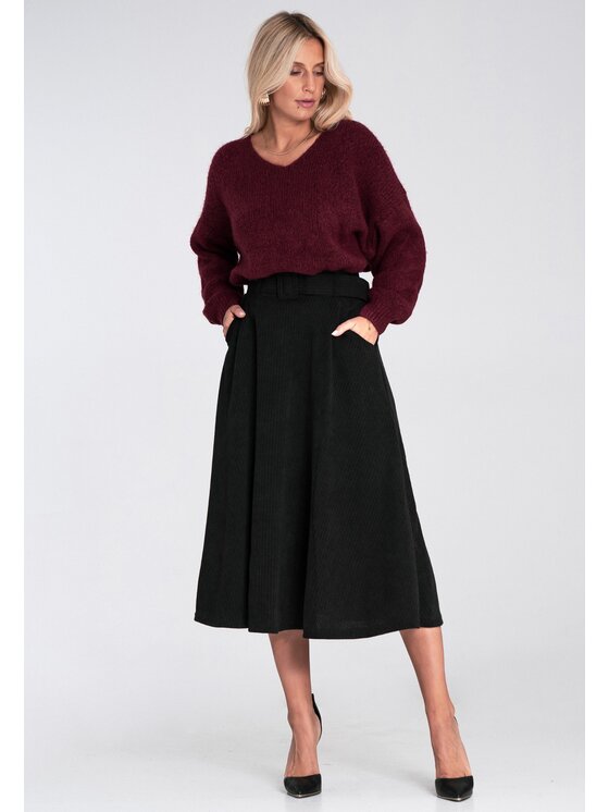 FIGL FIGL Trapézová sukňa M1234 Čierna A-Line Fit