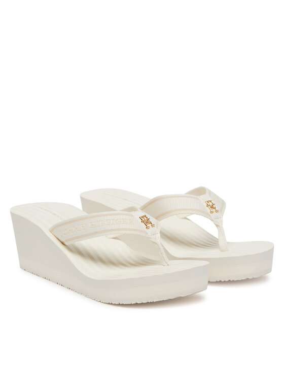 Tommy Hilfiger Tommy Hilfiger Japonki Th Stripes Wedge Beach Sandal FW0FW08521 Biały