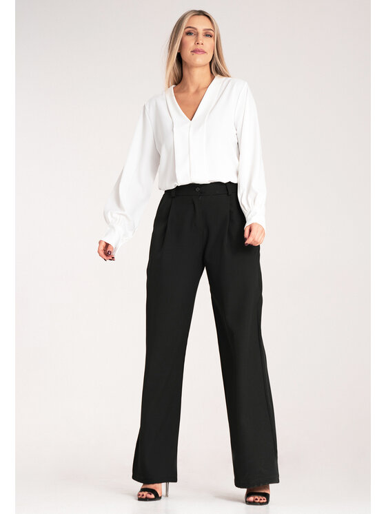 FIGL FIGL Spodnie palazzo M1129 Czarny Palazzo Fit