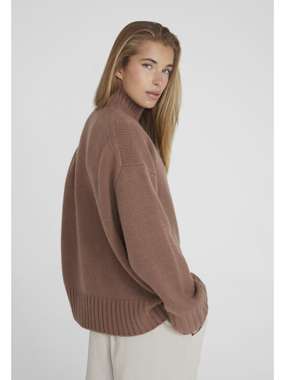 Style Republic Style Republic Golf Sweter o kroju oversize typu boxy, z mieszanki kaszmiru i wełny Brązowy Boxy Fit