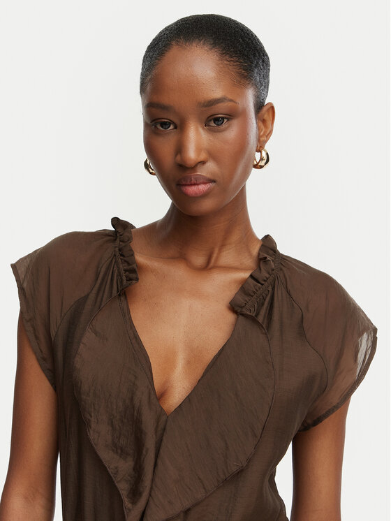 Guess Guess Koktejlové šaty W6GK87 W2111 Tmavě hnědá Regular Fit