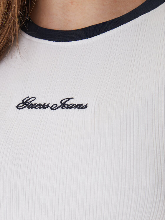 Guess Jeans Guess Jeans T-Shirt W6GPA9 KF641 Λευκό Slim Fit