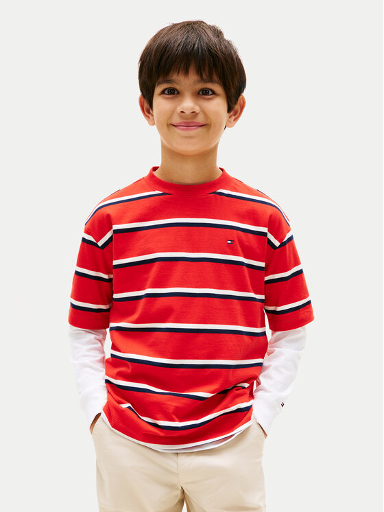 Tommy Hilfiger Tricou Essential Flag KB0KB09646 Roșu Regular Fit