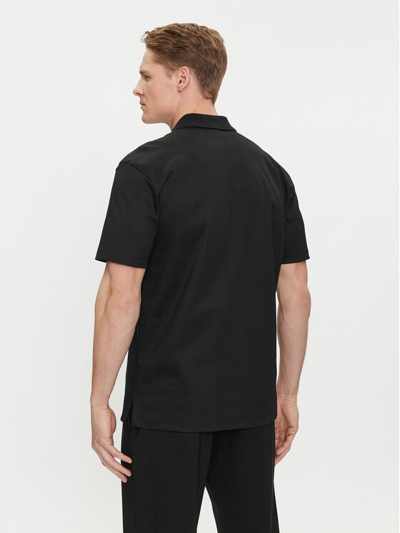 HUGO Hugo Тениска с яка и копчета Deabono 50515269 Черен Regular Fit