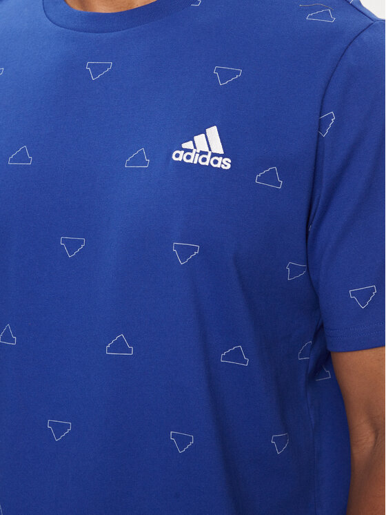 adidas adidas Tričko Seasonal Essentials Monogram Graphic IU0284 Modrá Regular Fit