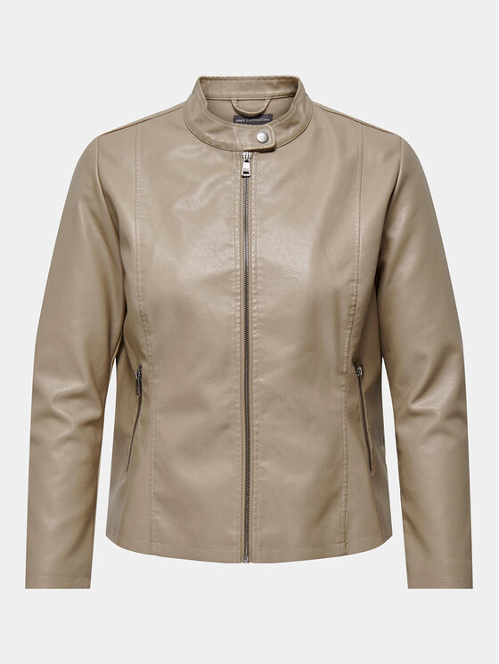 ONLY Carmakoma Veste en simili cuir New Melisa 15295532 Marron Regular Fit