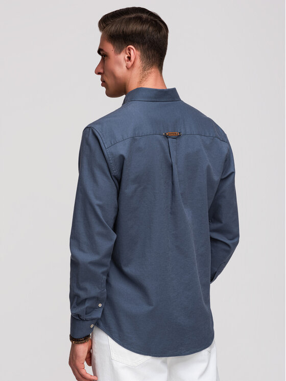 Ombre Ombre Koszula K706 Granatowy Regular Fit