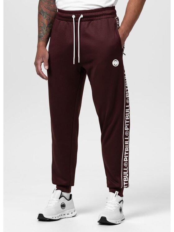 PITBULL PITBULL Spodnie dresowe Tape Logo Czerwony Regular Fit