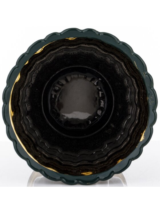 MIAhome MIAhome Osłonka ceramiczna zielono-złota 24,5x21,5 cm CASTEL-I na podstawce Zielony