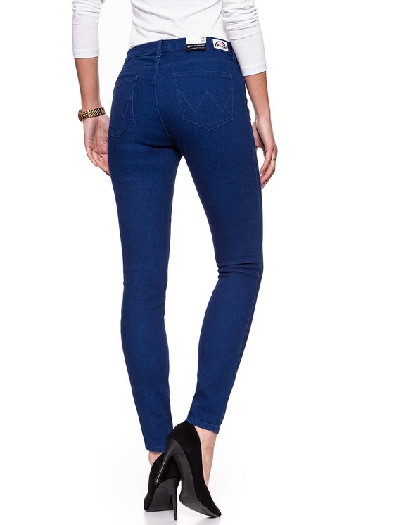 Wrangler Wrangler Jeansy HIGH RISE SKINNY Niebieski Skinny Fit