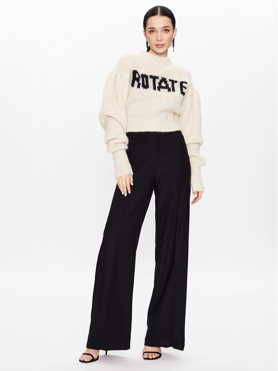 ROTATE ROTATE Пуловер Knit Puff Sleeve RT2287 Екрю Regular Fit