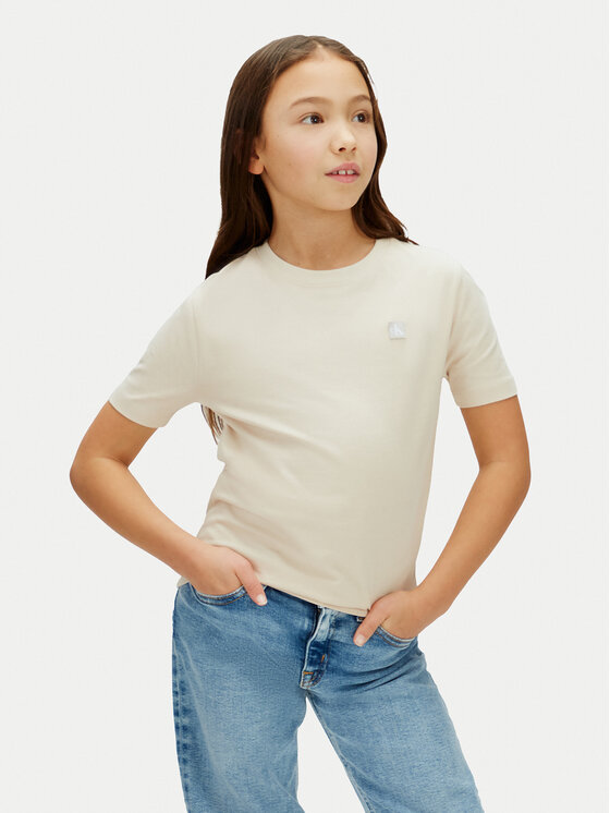Calvin Klein Jeans Tricou Mono Mini Badge LV1CKSJA30 Bej Regular Fit