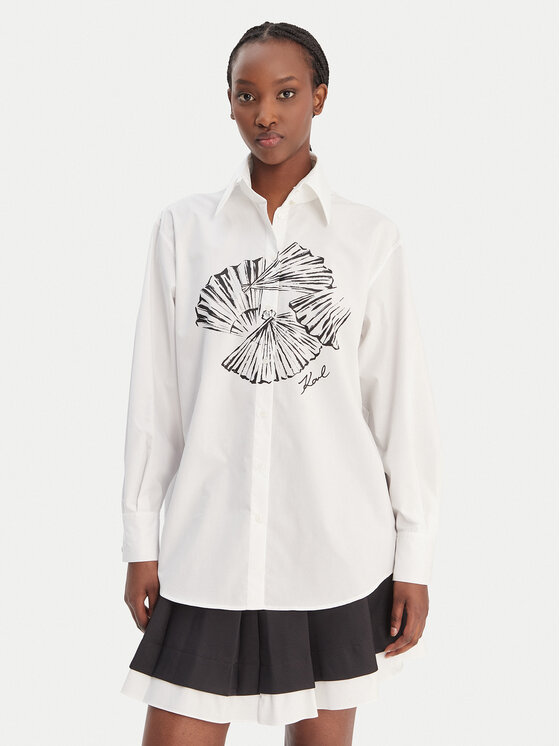 KARL LAGERFELD KARL LAGERFELD Marškiniai B1W11002 Balta Relaxed Fit