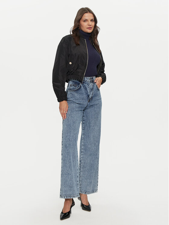 Rinascimento Rinascimento Bomber striukė CFC0119826003 Juoda Regular Fit