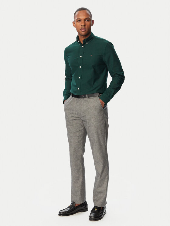 Tommy Hilfiger Tommy Hilfiger Košulja Solid Heritage MW0MW35774 Tamno zelena Regular Fit