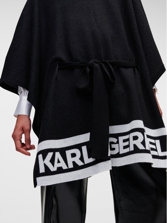KARL LAGERFELD KARL LAGERFELD Πόντσο Logo 226W2010 Μαύρο Relaxed Fit