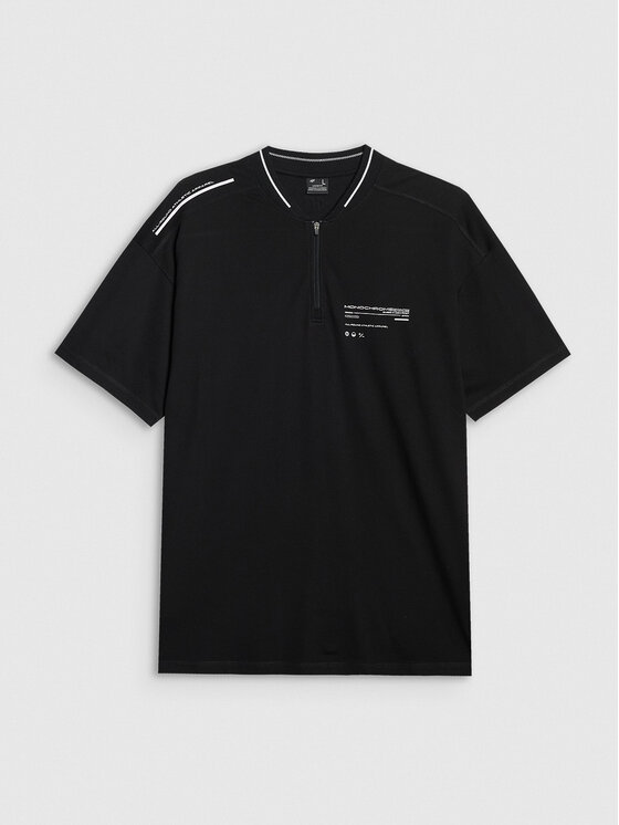 4F 4F Polo DUO DYNAMICS Czarny Oversize