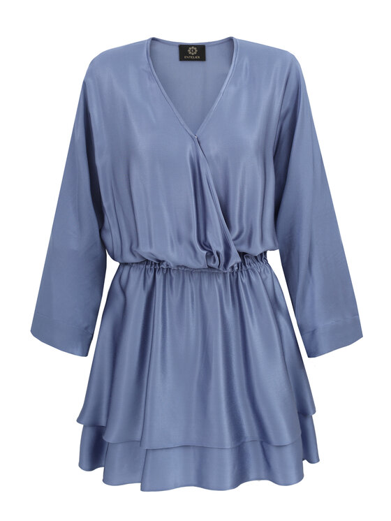 Entelier Entelier Sukienka elegancka kimonowy Niebieski Comfortable Fit