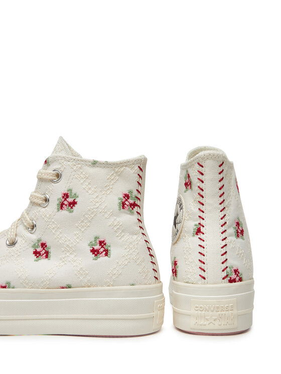 Converse Converse Plátěnky Chuck Taylor All Star Lift Platform Rose Cross Stitch A13659C Bílá
