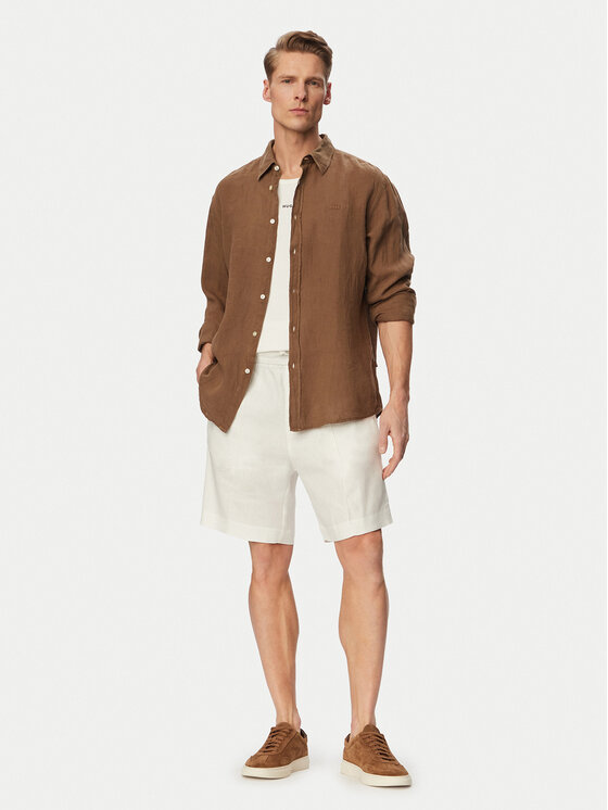 HUGO HUGO Bavlnené šortky Cino 262FW 50562792 Krémová Straight Fit