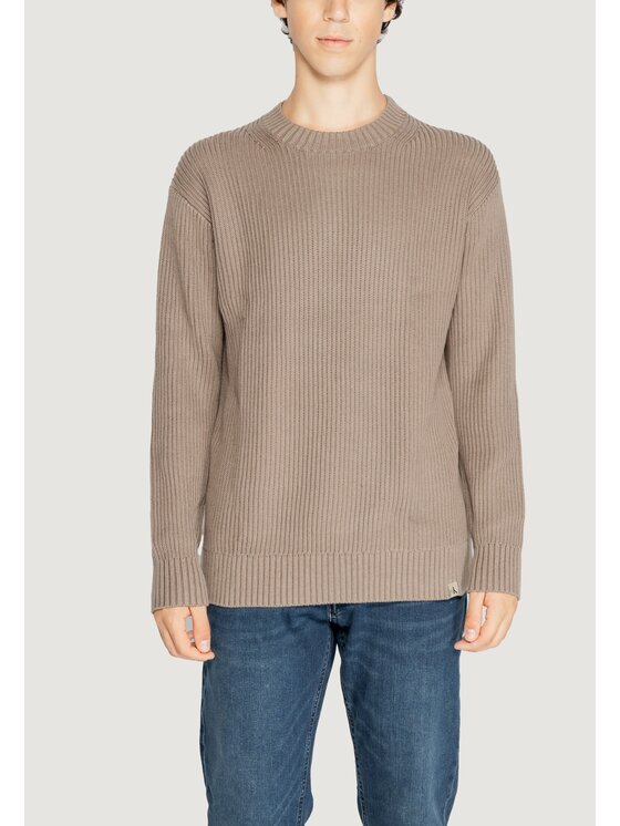 Calvin Klein Jeans Calvin Klein Jeans Sweter RELAXED LINEAR Brązowy Relaxed Fit