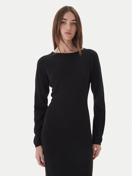 Kontatto Kontatto Rochie tricotată 3M0964C Negru Slim Fit