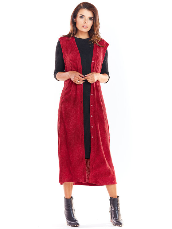 Awama Awama Kamizelka A329 Bordowy Basic Fit