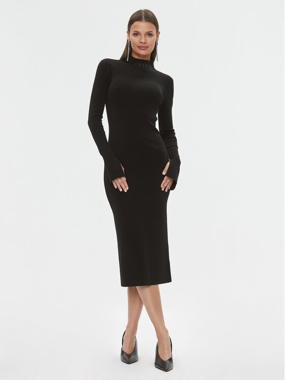 Patrizia Pepe Pletena obleka 2A2612/K002-K103 Črna Slim Fit