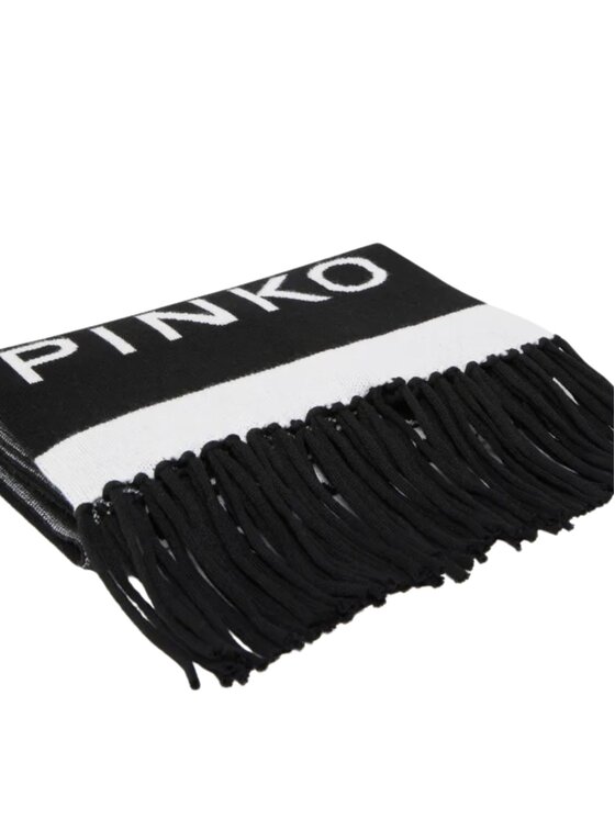 PINKO PINKO Szalik Svezia sciarpa jacquard logo Czarny