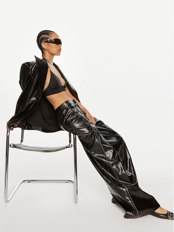 ROTATE ROTATE Pantaloni din imitație de piele Dixie 112960100 Negru Wide Leg