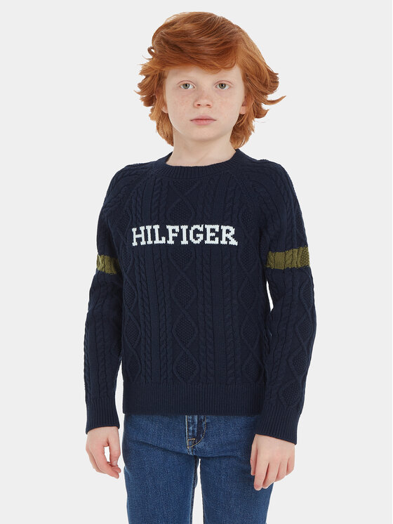 Tommy Hilfiger Pulover Monotype KB0KB08513 Bleumarin Regular Fit