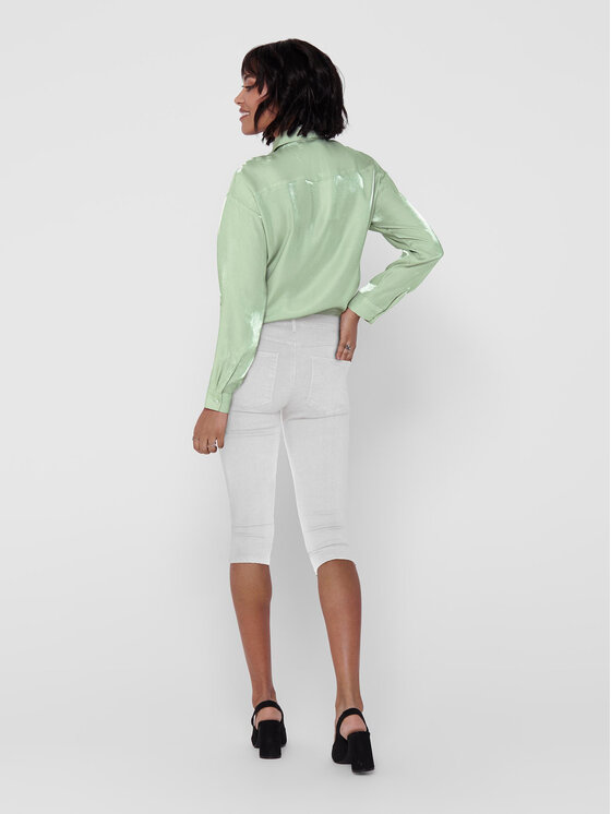 ONLY ONLY Spodnie capri 15136463 Biały Slim Fit
