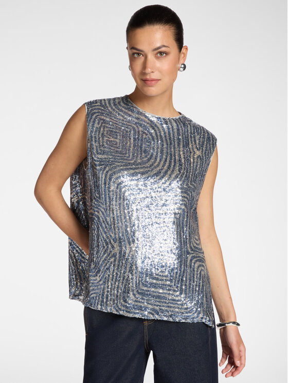 Elena Mirò Elena Mirò Top D000E000023N001 Szary Regular Fit