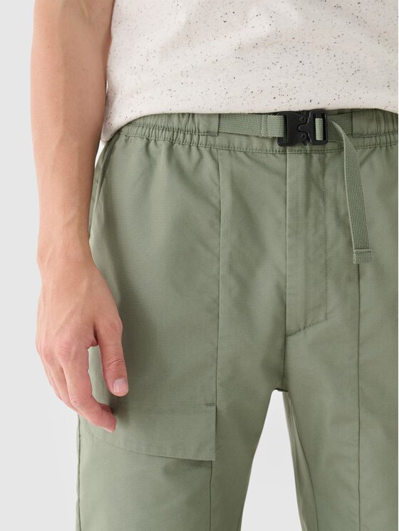 4F 4F Kalhoty z materiálu 4FRSS24TTROM1327-44S Zelená Regular Fit