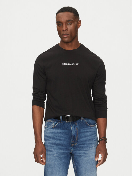 Guess Jeans Guess Jeans Longsleeve M5RI84 K8HM0 Negru Slim Fit