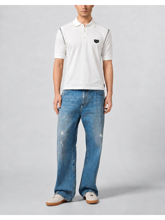 PHILIPP PLEIN PHILIPP PLEIN Polo 31655 Biały Slim Fit