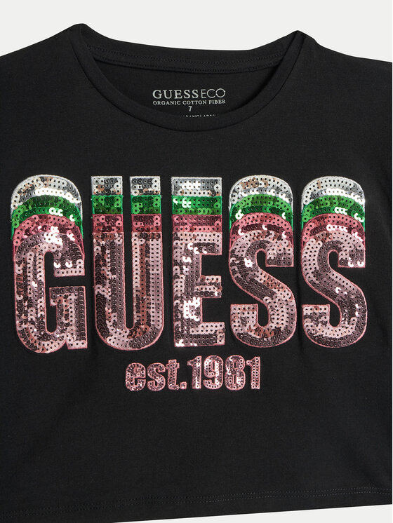 Guess Guess Marškinėliai J5RI10 K8HM4 Juoda Regular Fit