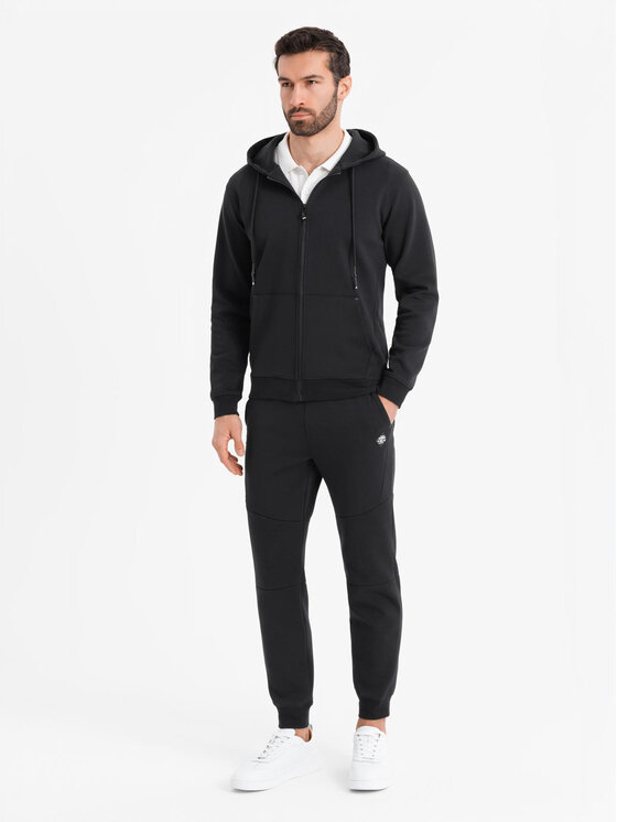 Ombre Ombre Spodnie dresowe OM-PASK-0226 Czarny Regular Fit