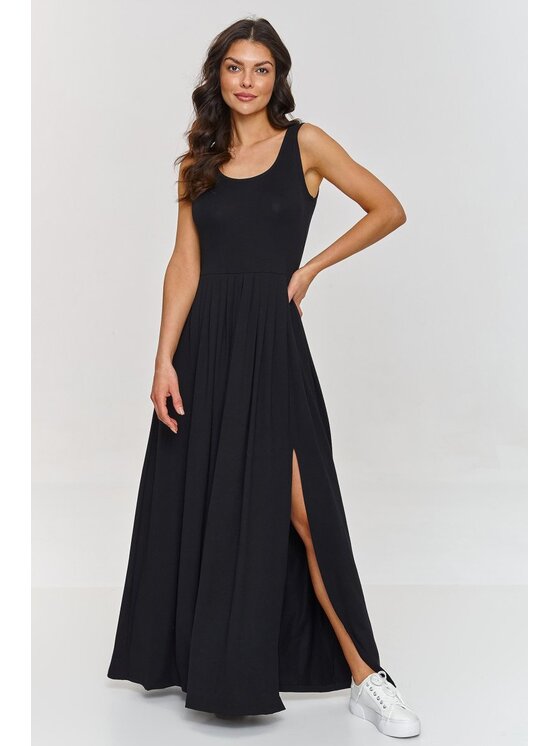 Makadamia Makadamia Sukienka codzienna M874 Czarny Flared Fit
